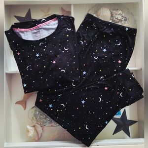 2X Black Star and Moon Pajama Set NWT